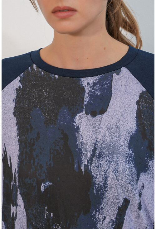 Kadın Desenli Oversize Tunik Pantolon İkili Takım 55462