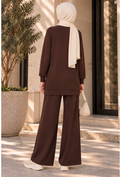 Kadın Desenli Oversize Tunik Pantolon İkili Takım 55462