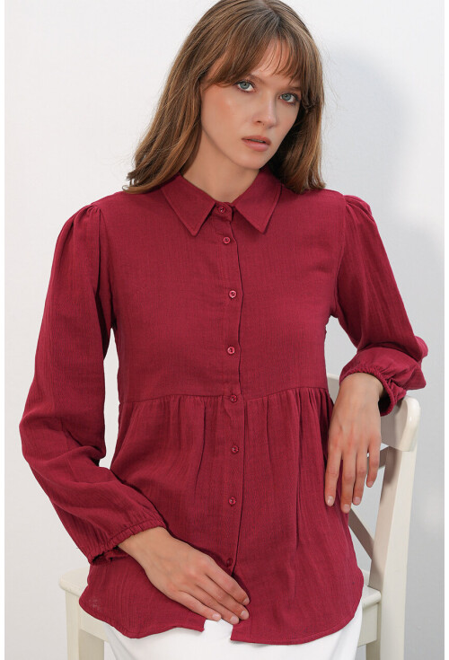 Kadın Dokulu Oversize Keten Gömlek 20381