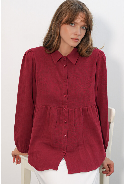 Kadın Dokulu Oversize Keten Gömlek 20381