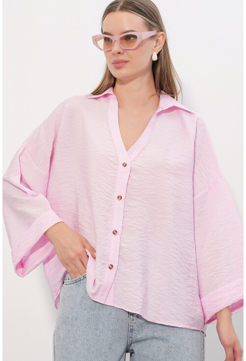 Kadın Geniş Kol Oversize Gömlek 20401