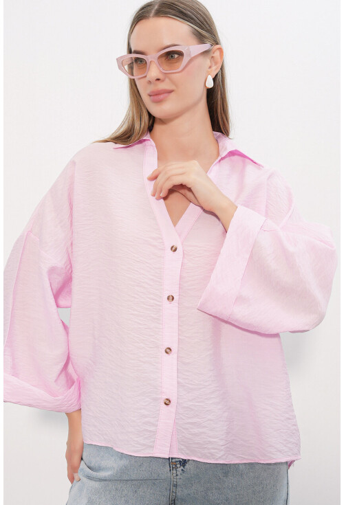 Kadın Geniş Kol Oversize Gömlek 20401