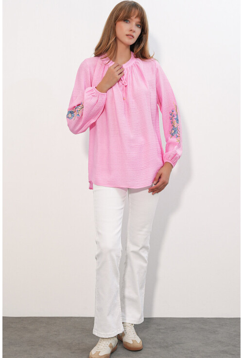 Kadın Nakışlı Oversize Bluz 1000
