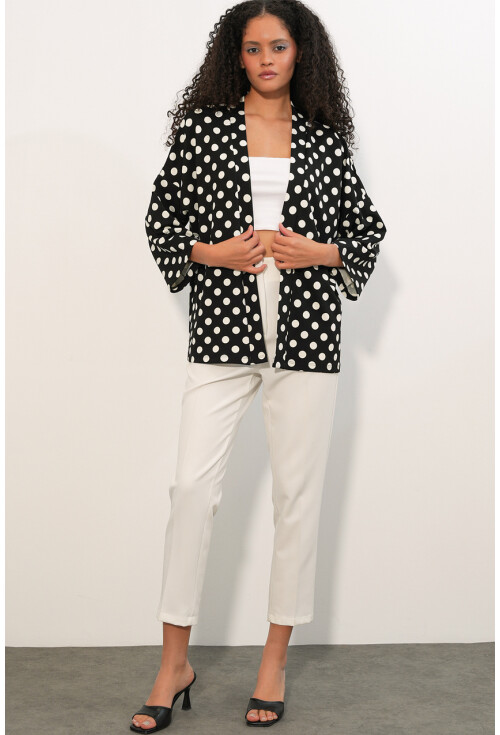 Kadın Örme Puantiyeli Kimono 5996