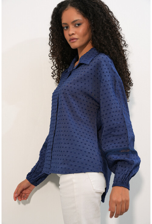 Kadın Oversize Desenli Gömlek 20379
