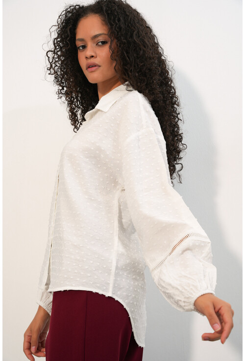 Kadın Oversize Desenli Gömlek 20379