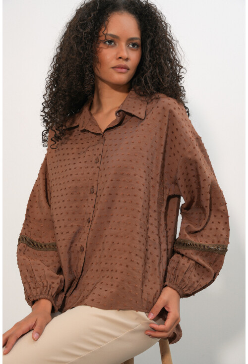 Kadın Oversize Desenli Gömlek 20379