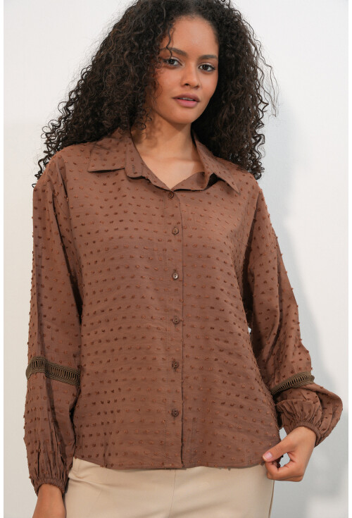 Kadın Oversize Desenli Gömlek 20379