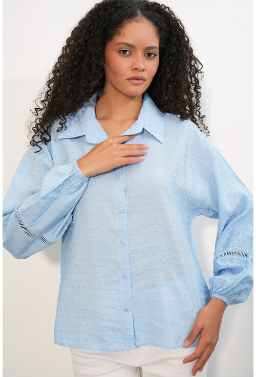 Kadın Oversize Desenli Gömlek 20379