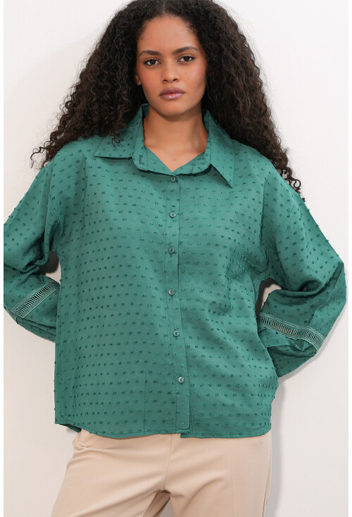 Kadın Oversize Desenli Gömlek 20379
