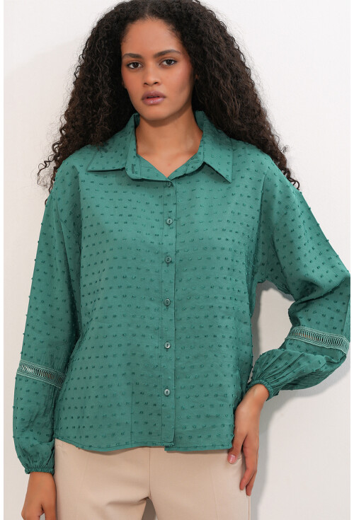 Kadın Oversize Desenli Gömlek 20379