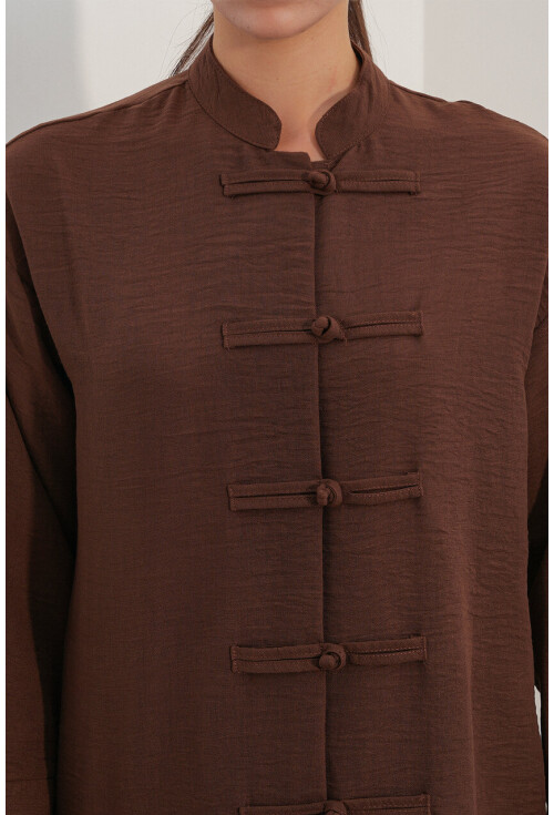 Kadın Oversize Gömlek Pantolon Keten İkili Takım 30126