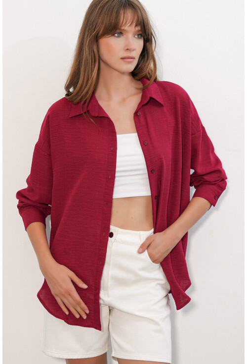 Kadın Oversize Keten Gömlek 20338