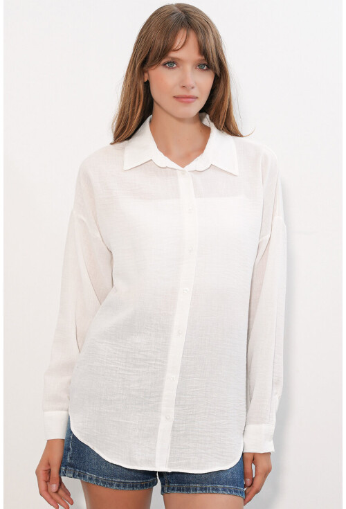 Kadın Oversize Keten Gömlek 20338