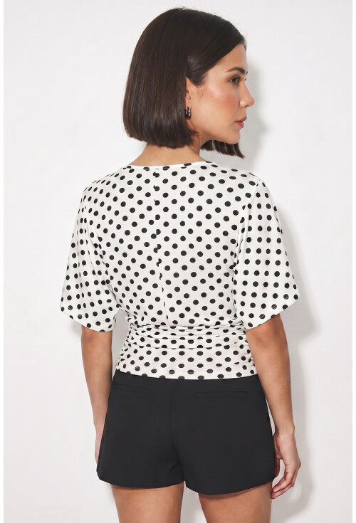 Kadın Oversize Puantiyeli Bluz 40020