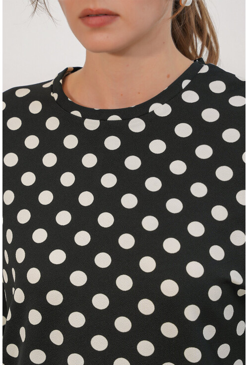 Kadın Puantiyeli Oversize Bluz 40010