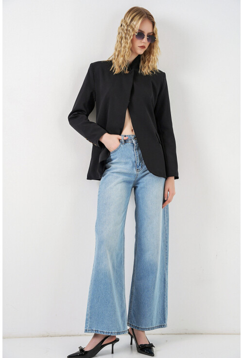 Kadın Tek Düğmeli Oversize Blazer Ceket 0749