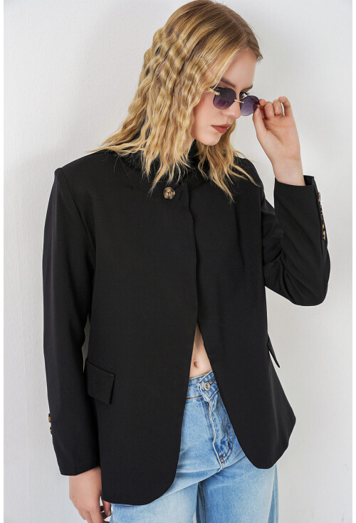 Kadın Tek Düğmeli Oversize Blazer Ceket 0749