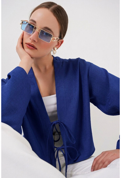 Önü Bağlamalı Keten Kimono 960