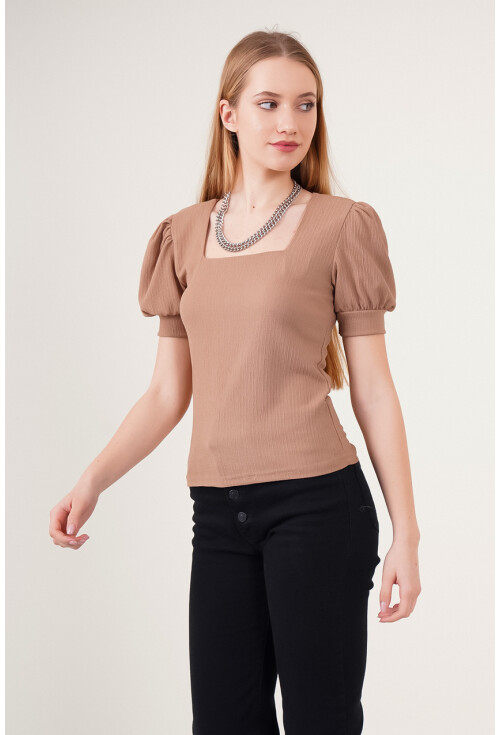 0409 Square Neck Knit Blouse