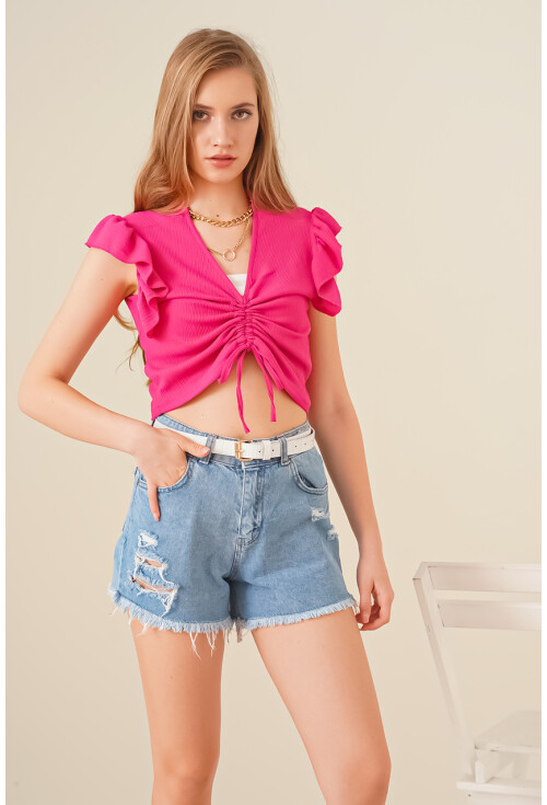 0423 Crop Knit Blouse