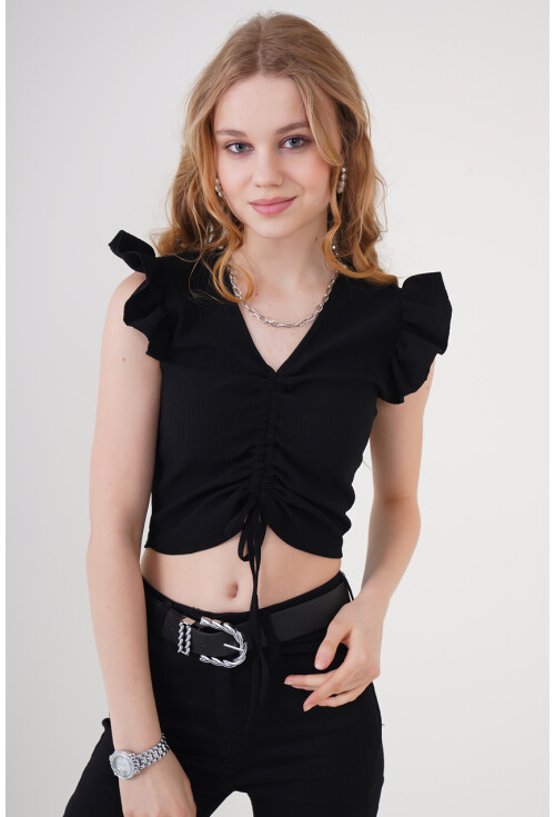 0423 Crop Knit Blouse