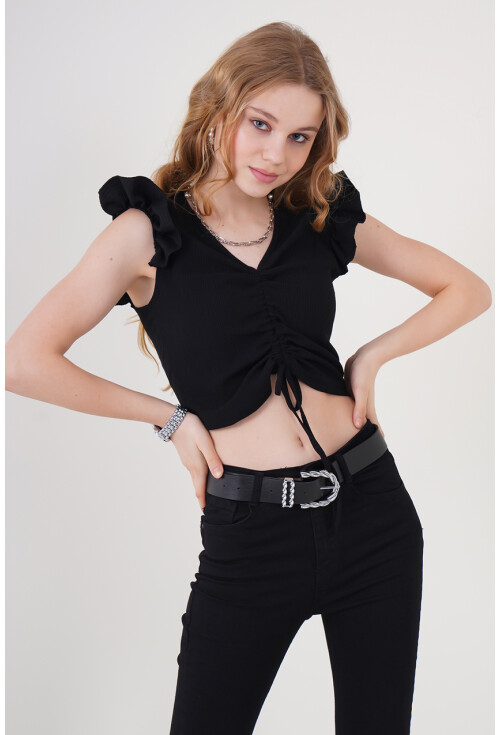 0423 Crop Knit Blouse
