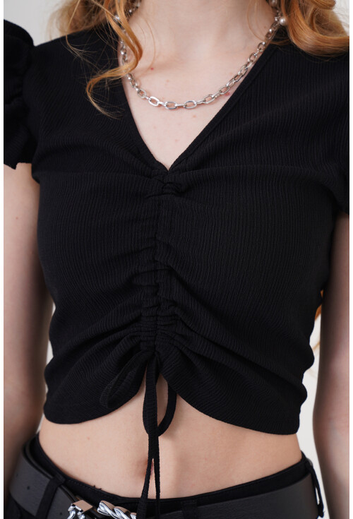 0423 Crop Knit Blouse