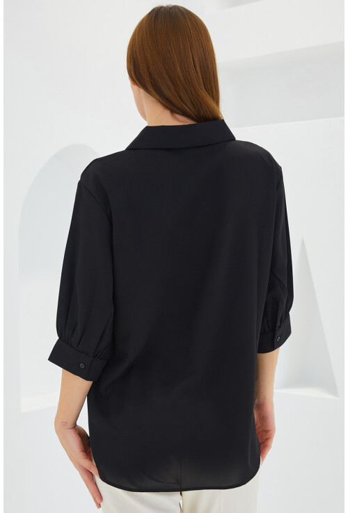 0493 Gömlek Yaka Bluz