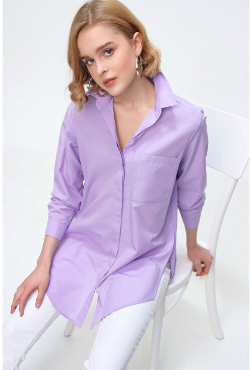 3879 Oversize Cepli Gömlek