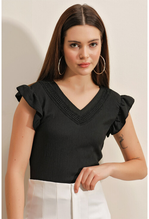 0467 V Yaka Örme Bluz