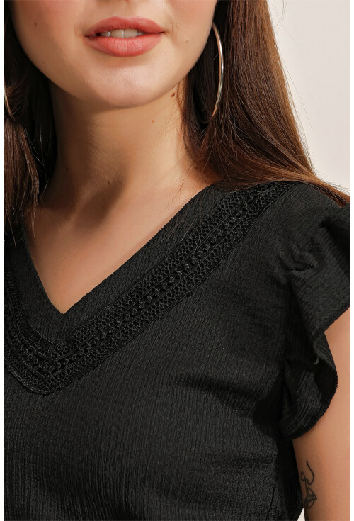 0467 V Yaka Örme Bluz