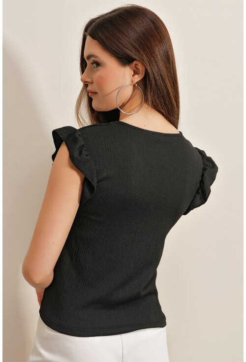 0467 V Yaka Örme Bluz