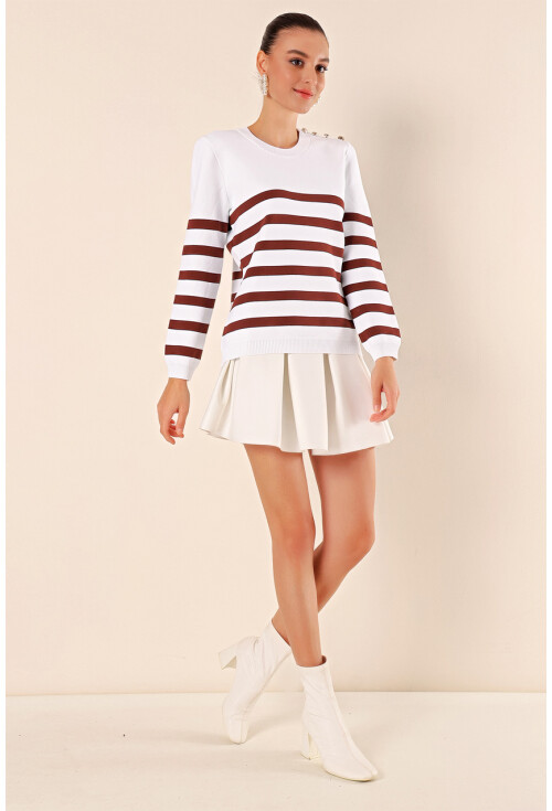 15820 Striped Sweater With Buttons