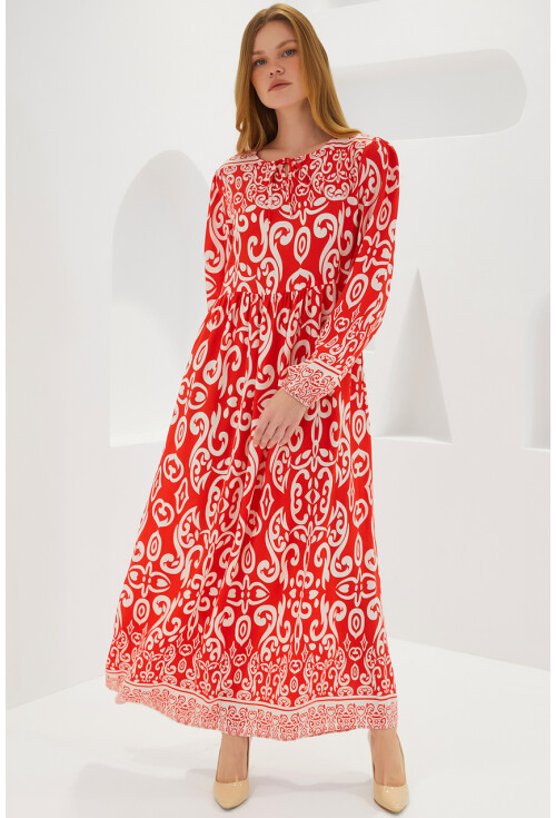 1947 Patterned Long Dress