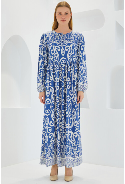 1947 Patterned Long Dress