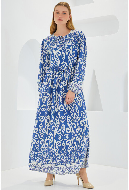 1947 Patterned Long Dress