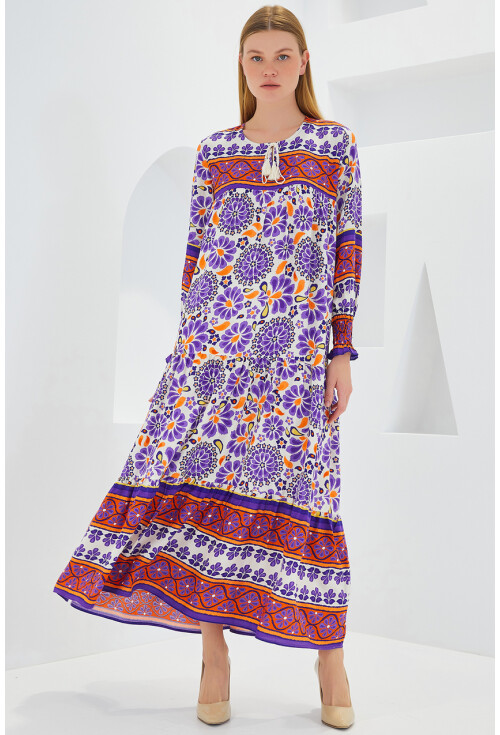 1947 Patterned Long Dress