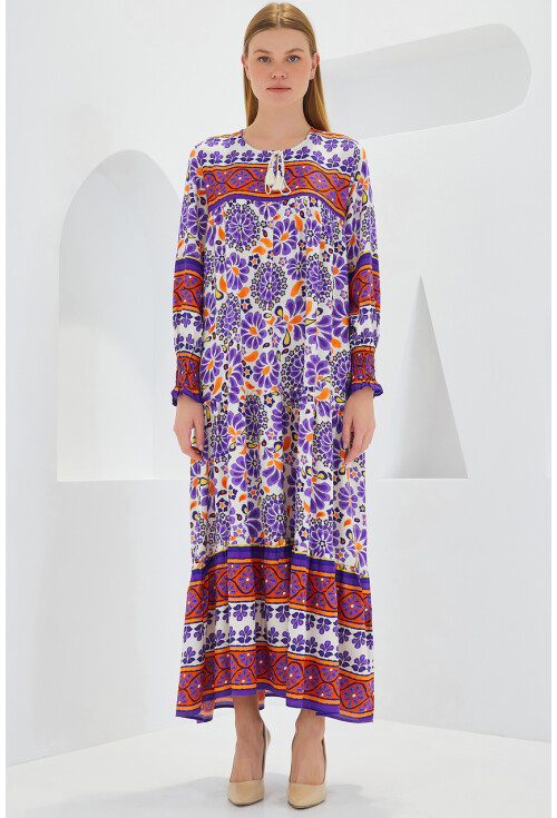 1947 Patterned Long Dress