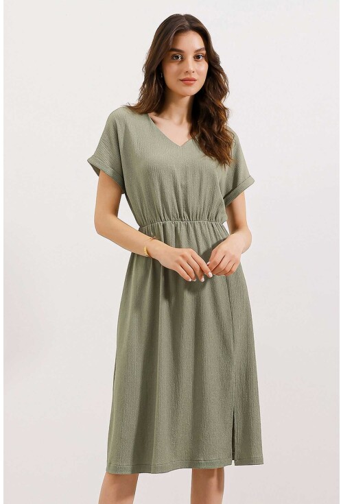 2378 Knit Dress With V-Neck And Slit