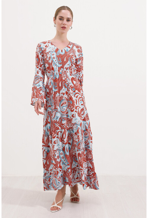 2454 Long Dress With Pattern