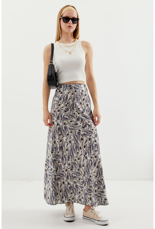 Womens Patterned Satin Skirt 15877