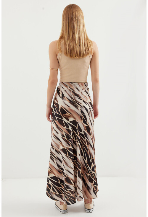 Kadın Desenli Saten Etek 15877