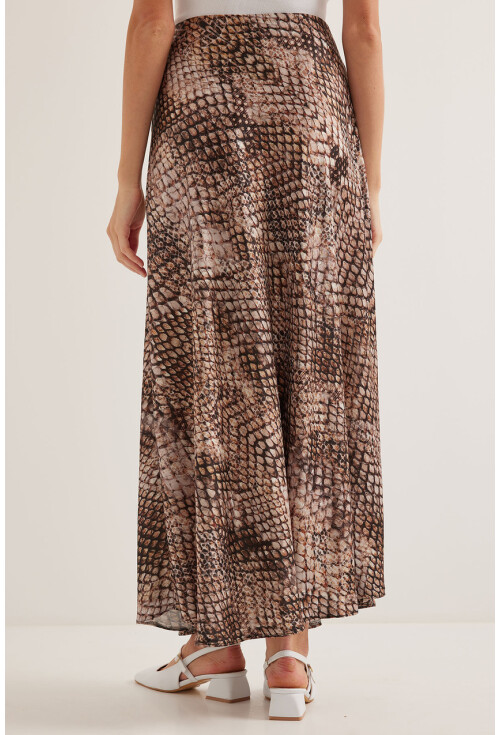 Womens Patterned Satin Skirt 15877