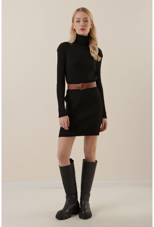 15797 Balıkçı Yaka Triko Elbise