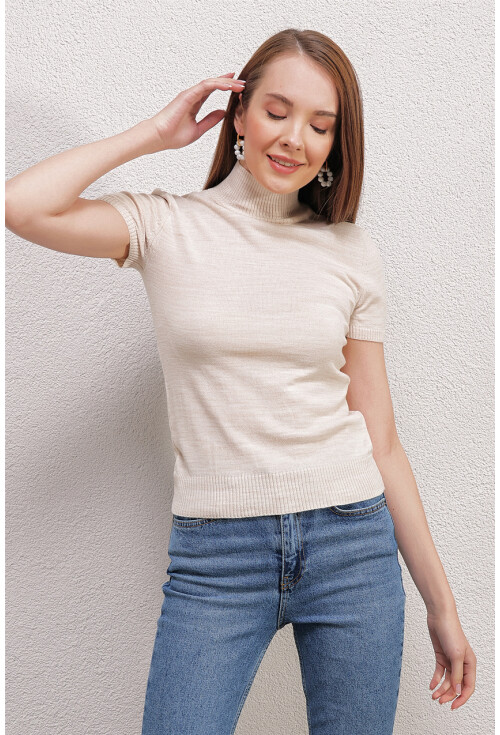 15819 Short Sleeve Turtleneck Sweater