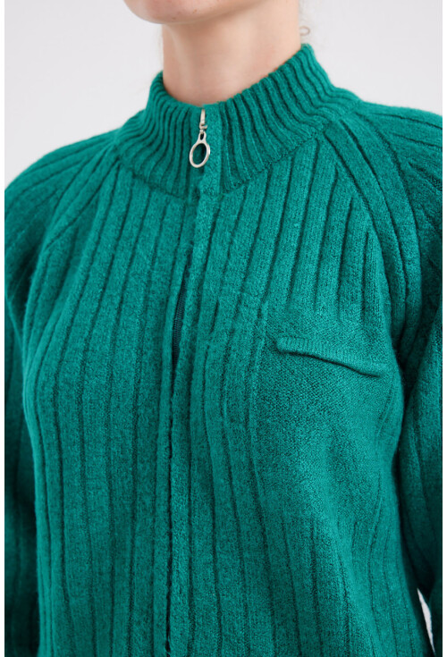 15863 Zippered Knit Cardigan