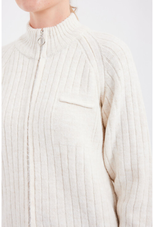 15863 Zippered Knit Cardigan