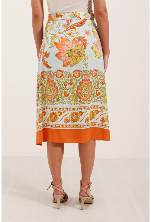 1899 Desenli Midi Etek