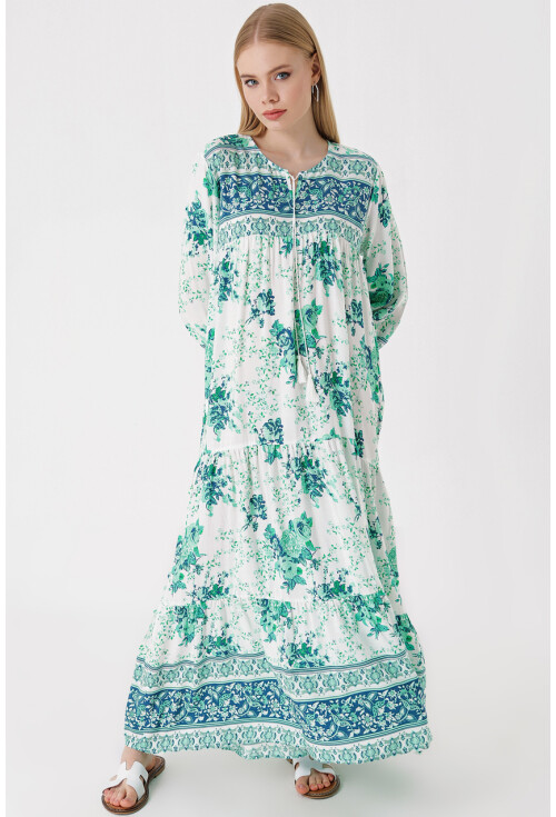 1947 Patterned Long Dress